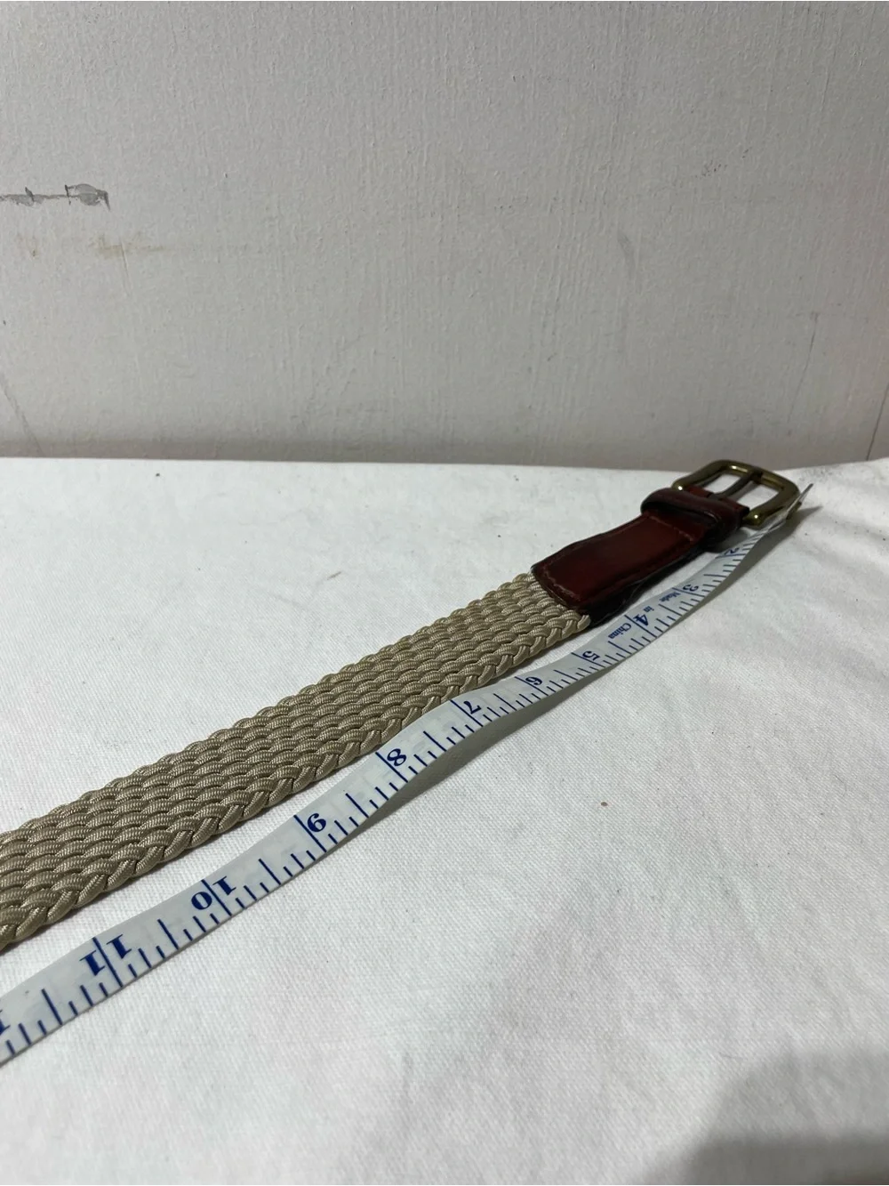Orvis Braided Rope & Leather Trim Stretch Belt Men’s 42 Beige Brown Outdoor
